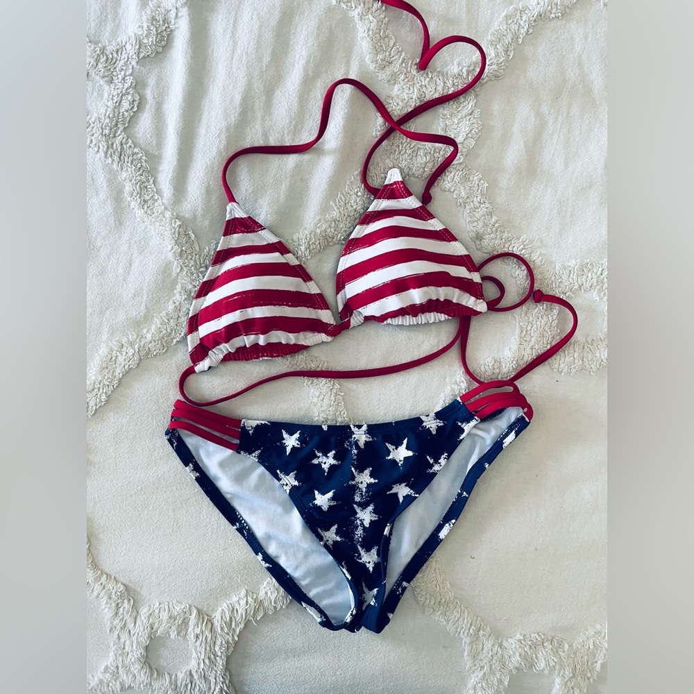 American flag bikini with reversible top!